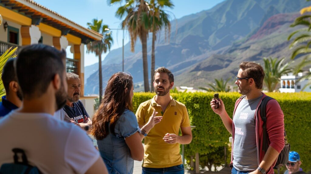 groupe en train de discuter sur un temps libre à Tenerife